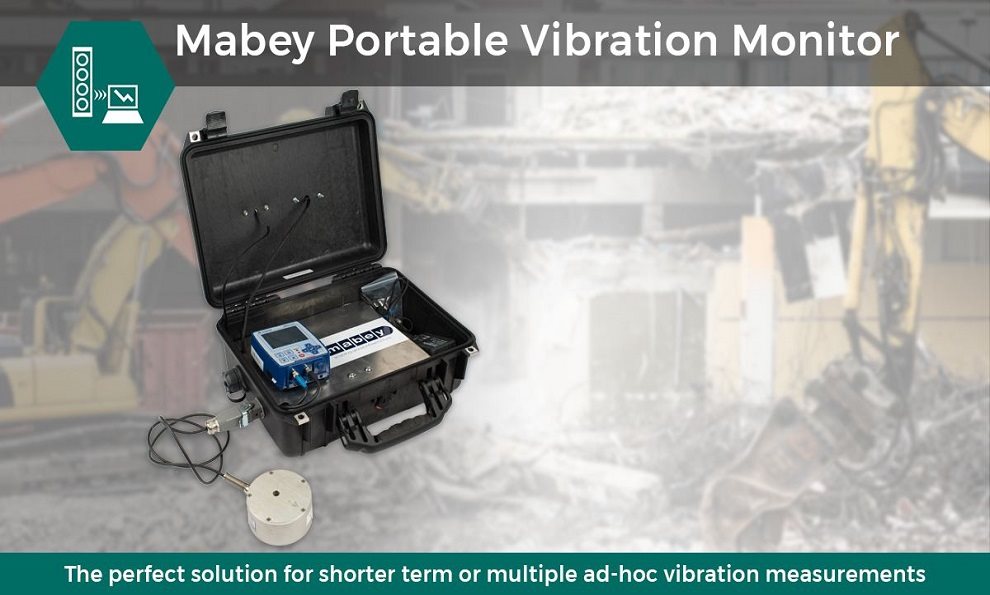 Portable vibration monitoring of a demolition site